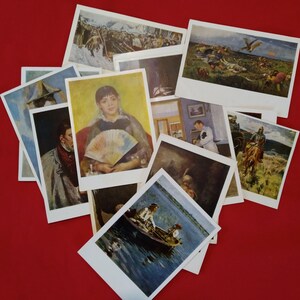 Cartoline d'epoca sovietiche, Set di 20 cartoline, Galleria Tretyakov di Stato, Hermitage, Mosca, URSS, Collezionismo, arte russa, 1950 -1960s