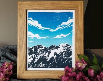 Utah Mountain Lino Print
