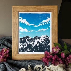 Utah Mountain Lino Print