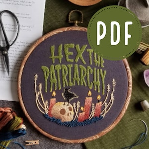 Hex the Patriarchy Embroidery Pattern PDF