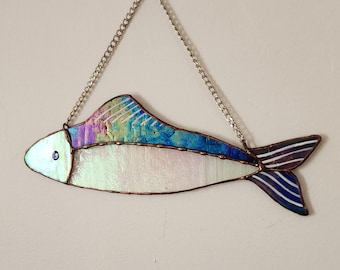Iridescent Stained Glass Fish Suncatcher