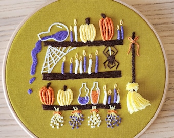 Wzór haftu na półkę apteczną na Halloween