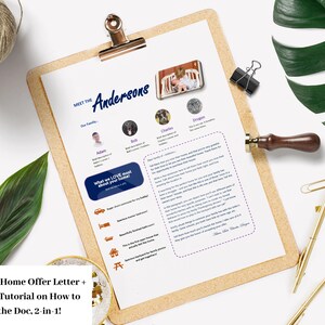 PLANTILLA DE CARTA DE OFERTA DE INICIO EDITABLE + VIDEO Tutorial / Carta de compra de casa de color púrpura oscuro para Microsoft Word / Plantilla de carta de oferta