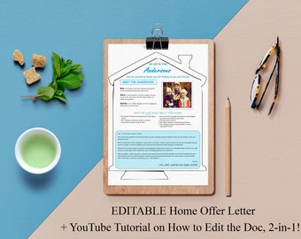 Home Offer Letter EDITABLE in Microsoft Word w/ Video Tutorial | Offer Cover Playful Template for House Buying | This Wins Bid Wars!