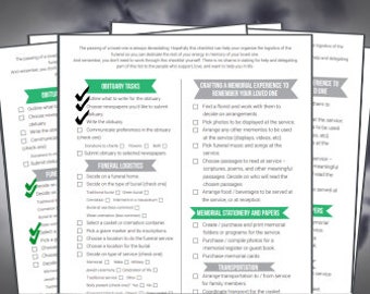 Begravningschecklista - Utskrivbar mall i PDF-format + REDIGERINGSBART Word-dokument