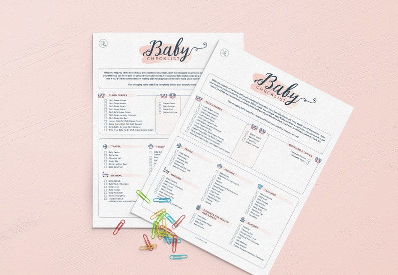 Newborn Baby Shopping List Printable, Templated PDF EDITABLE .doc, 2in