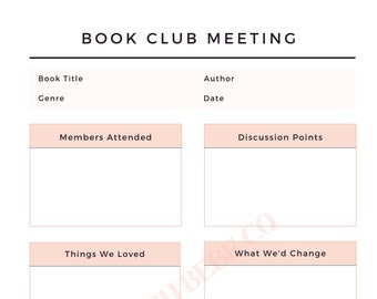 Book Club Bundle Notes Digital Template, Minimalistic, Printable ...