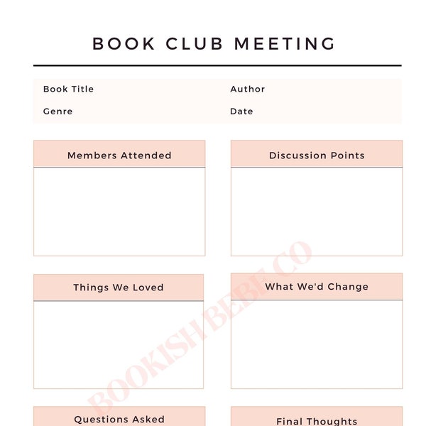 Book Club Log Notes - Etsy
