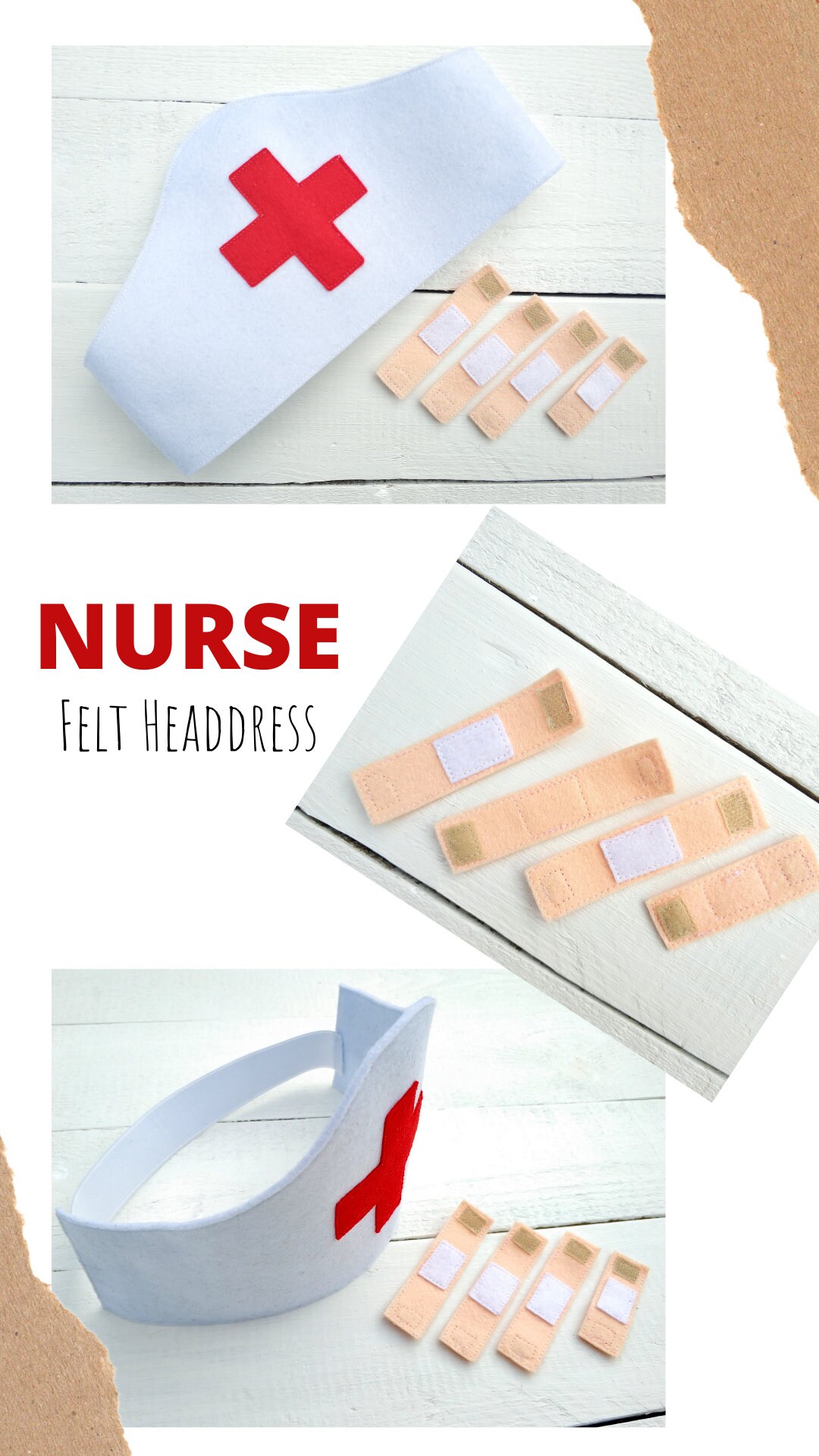 Felt Nurse Headdress for Pretend Play Etsy