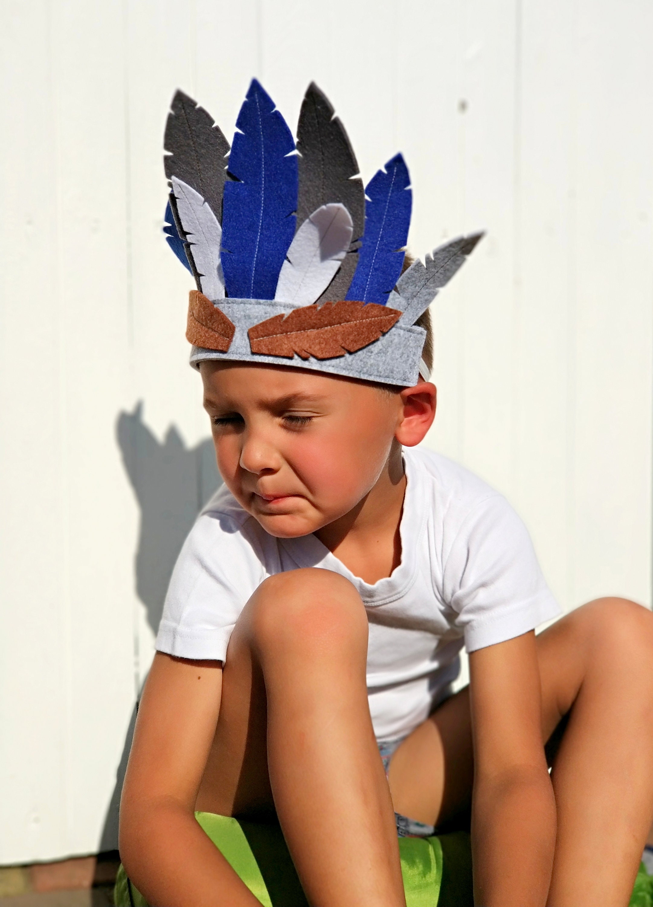 Boys Indians Felt Feather Headdress 