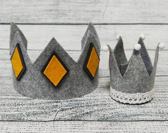 Gray Felt Little prince crown