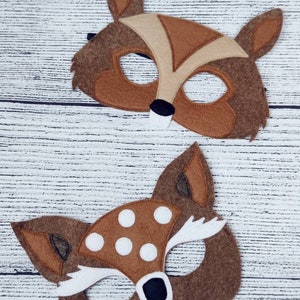 Felt WOODLAND animal masks for pretend play: bear, deer, fox, hedgehog, owl, rabbit, racoon, ladybug, moose, squirrel, wolf image 10