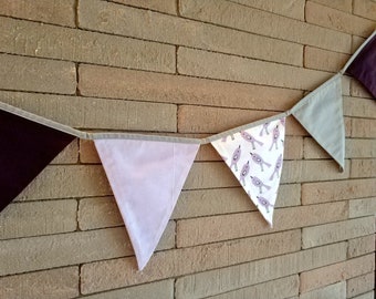 Spring themed Purple & Gray Cotton Banner Bunting