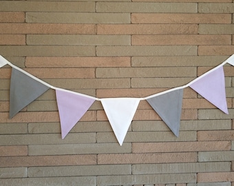 White Gray & Lavender color Pennant Banner !Ready to ship!