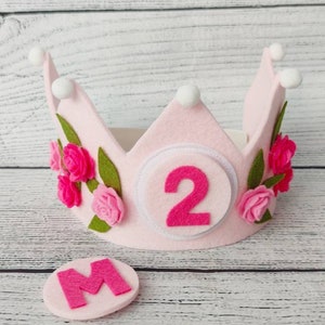 Personalized birthday crown, felt crown for kids, 1st birthday crown, 2nd birthday crown, felt birthday crown