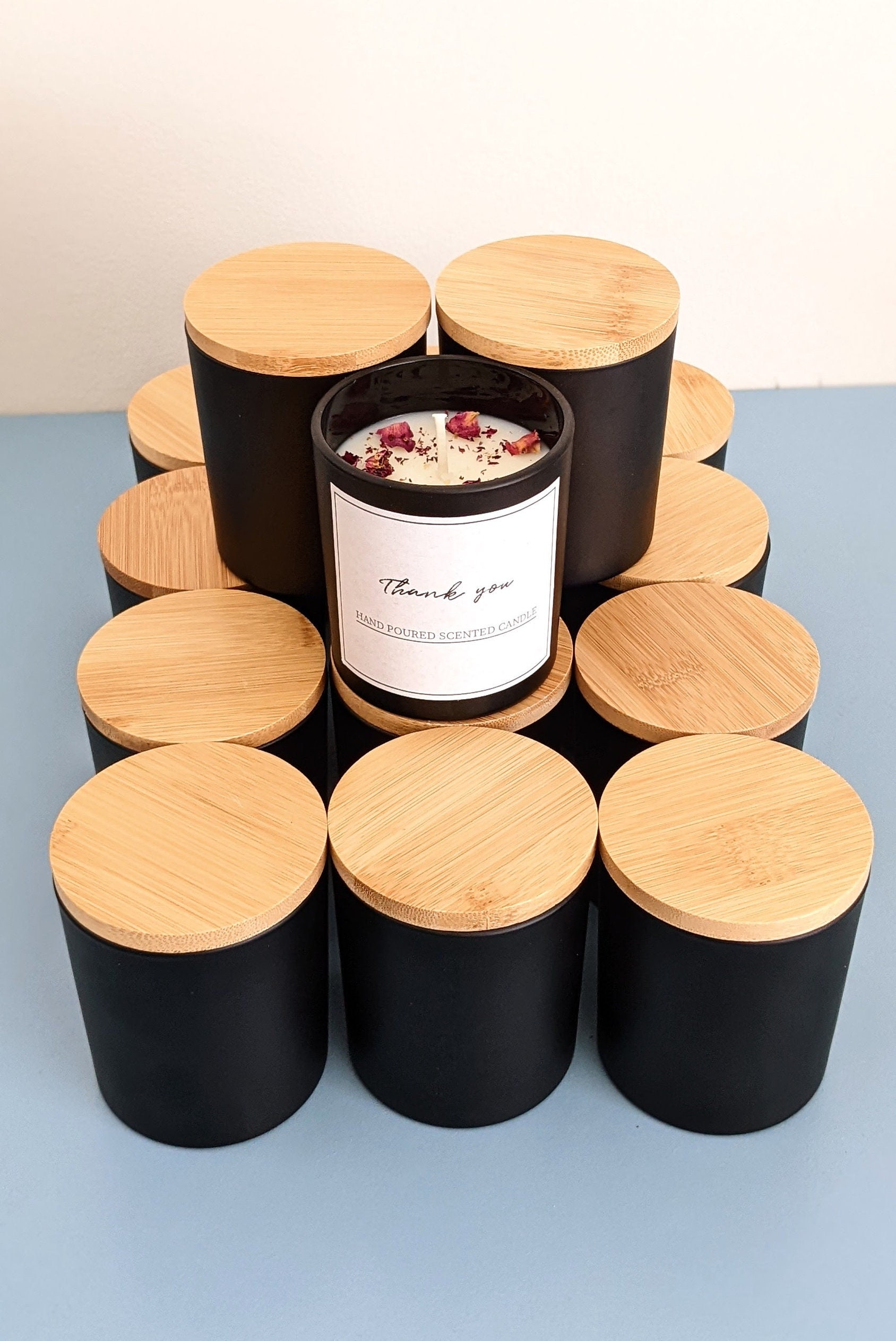 12 Wholesale Black Candles With Bamboo Lids Scented Candles Party