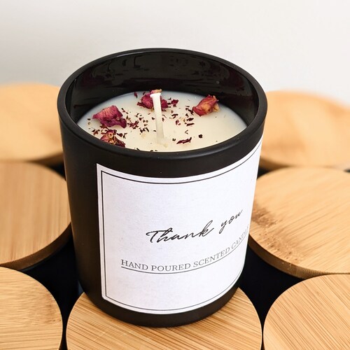 12 Black Candles With Bamboo Lids Soy Candles Bulk Candles Etsy