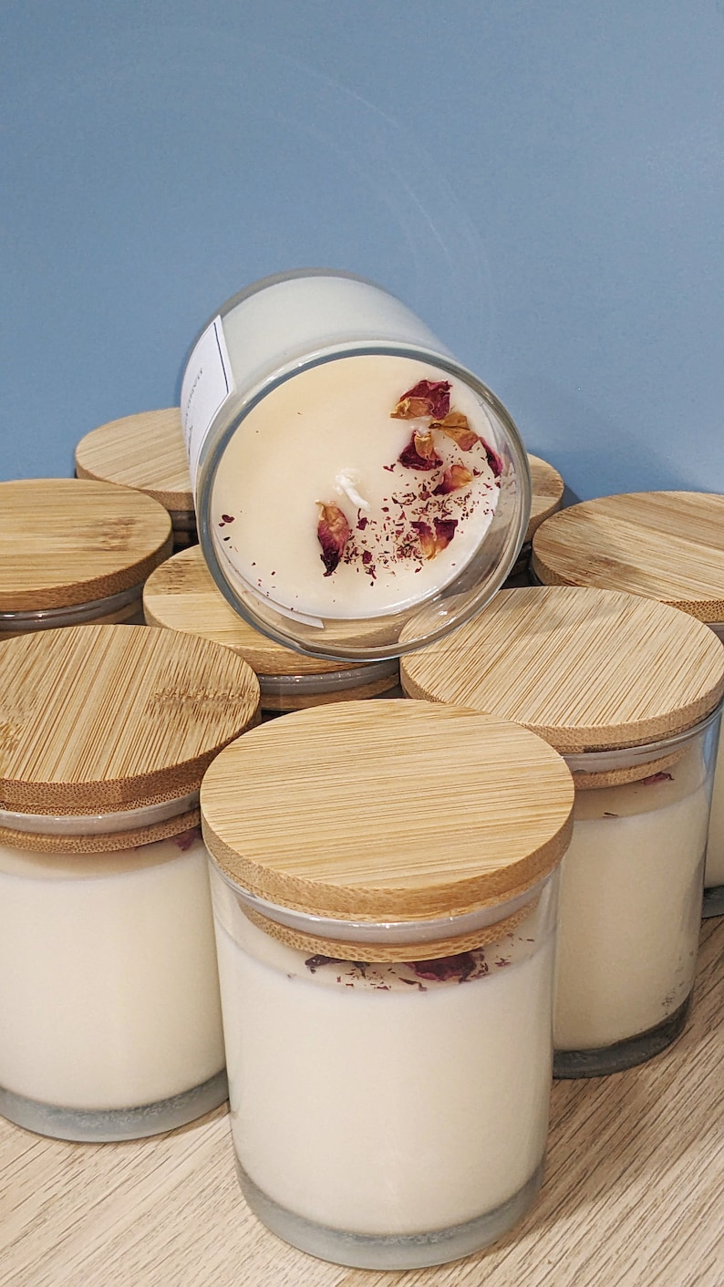 20 Scented Candles With Bamboo Lids Clear Jar Soy Candles Bulk Candles
