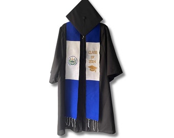 2024 El Salvador Flag Grad Stole | Class of 2024 Graduation Stoles
