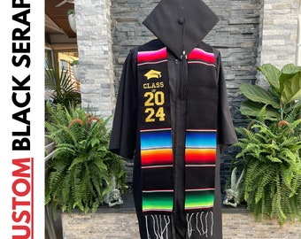 Custom Class of 2024 Black Serape Graduation Stole