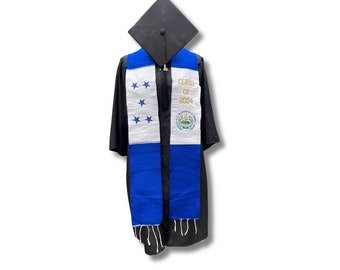 2024 Honduras/El Salvador Flag Grad Stole | Class of 2024 Graduation Stoles