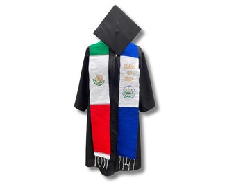 2024 El Salvador/Mexico Flag Grad Stole  | Class of 2024 Graduation Stoles