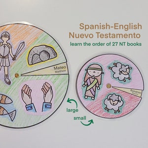 en español: Nuevo Testamento, Boeken van het Bijbelwiel, Spaanse Bijbel afdrukbaar voor kinderen, Zondagsschoolknutsels, Bijbelleestracker voor kinderen