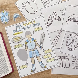 Armor of God Activity Pack, Busy Book, Bible Game, Kids Bible Puzzle, Sunday School, Homeschool Bible Lesson, Bible Verse Coloring
