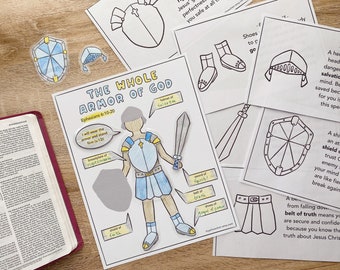 Armor of God Activity Pack, Busy Book, Bible Game, Kids Bible Puzzle, Sunday School, Homeschool Bible Lesson, Bible Verse Coloring