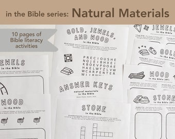 Natural Materials in the Bible: Homeschool Learning Pack (PDF Worksheets)
