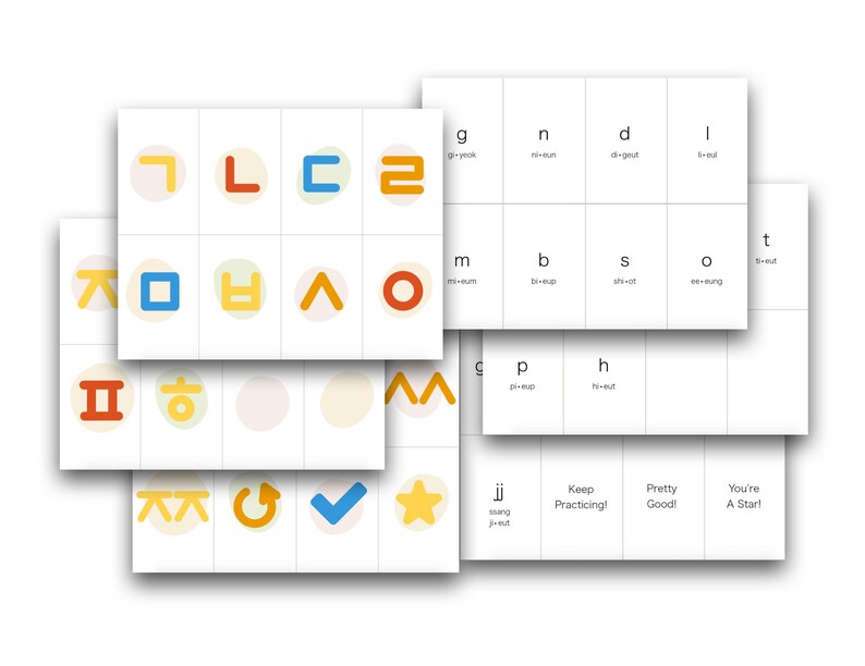 Printable 24 Korean Hangul Alphabet Flashcards Consonants | Etsy
