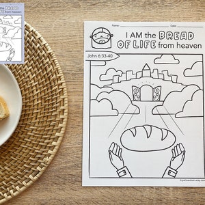 I AM the Bread of Life, Bible Verse Coloring Sheet Printable, Sunday School, All About Jesus, Bible Quiet Page, Memory Verse Download PDF