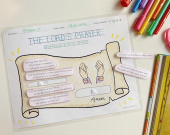 Lord's Prayer Activity: Bible Lesson, Coloring Sheet (Digital Download)