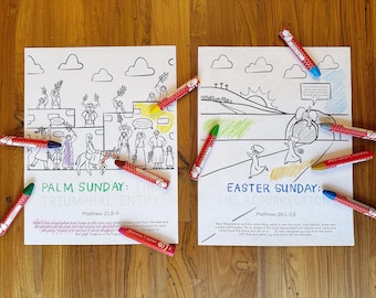 Palm Sunday & Easter Coloring Pages: Bible Activity (Digital Download)