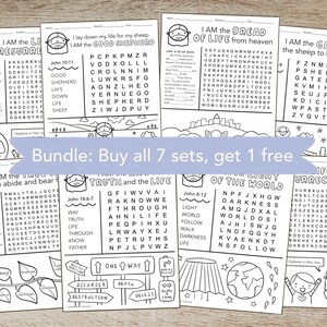 I am the Good Shepherd, Bible Wordsearch, Who is Jesus, Bible Coloring Sheet Printable, Wordsearch Bundle, Sunday School, Quiet Page Set image 2