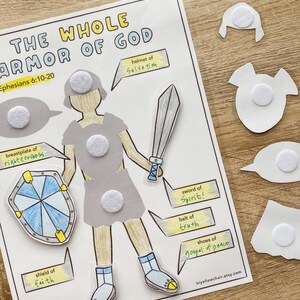 10 Page Armor of God Activity Pack, Kids Bible Lesson, Coloring, Puzzle (Digital Download) image 3