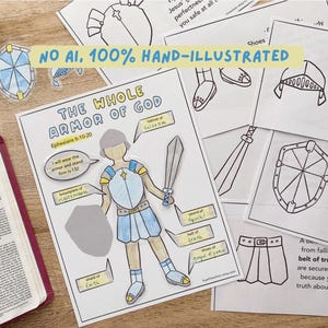 Armor of God Activity Pack, Busy Book, Bible Game, Kids Bible Puzzle, Sunday School, Homeschool Bible Lesson, Bible Verse Coloring