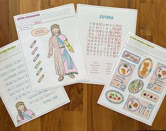 Esther Bible Activity Pack for Kids: Worksheet Bundle (PDF Download)