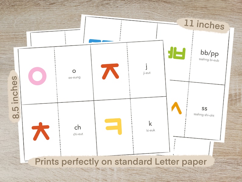 Printable Korean Hangul Alphabet Flashcards Hangeul Etsy