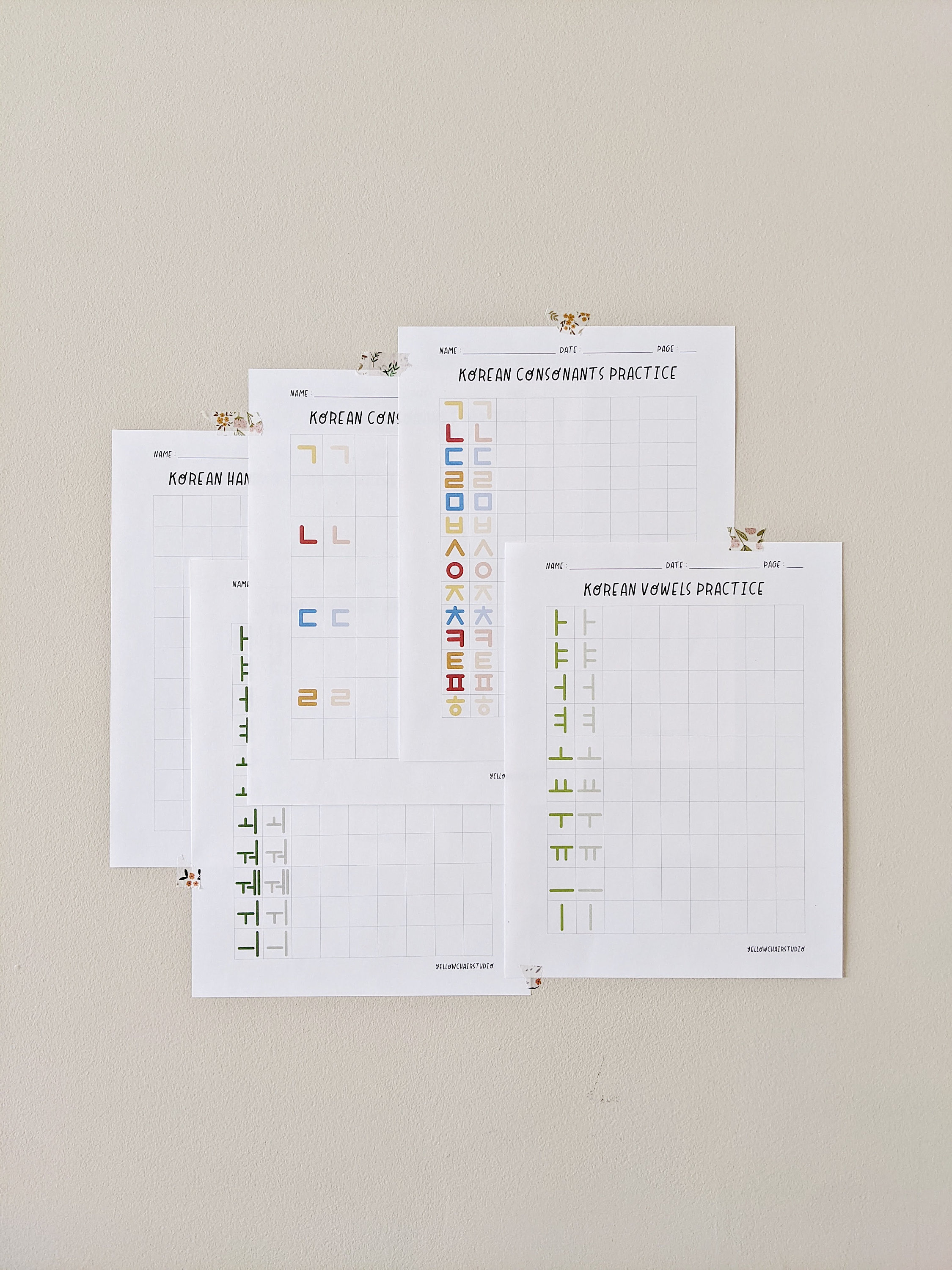 10 pages korean alphabet worksheets hangul handwriting etsy
