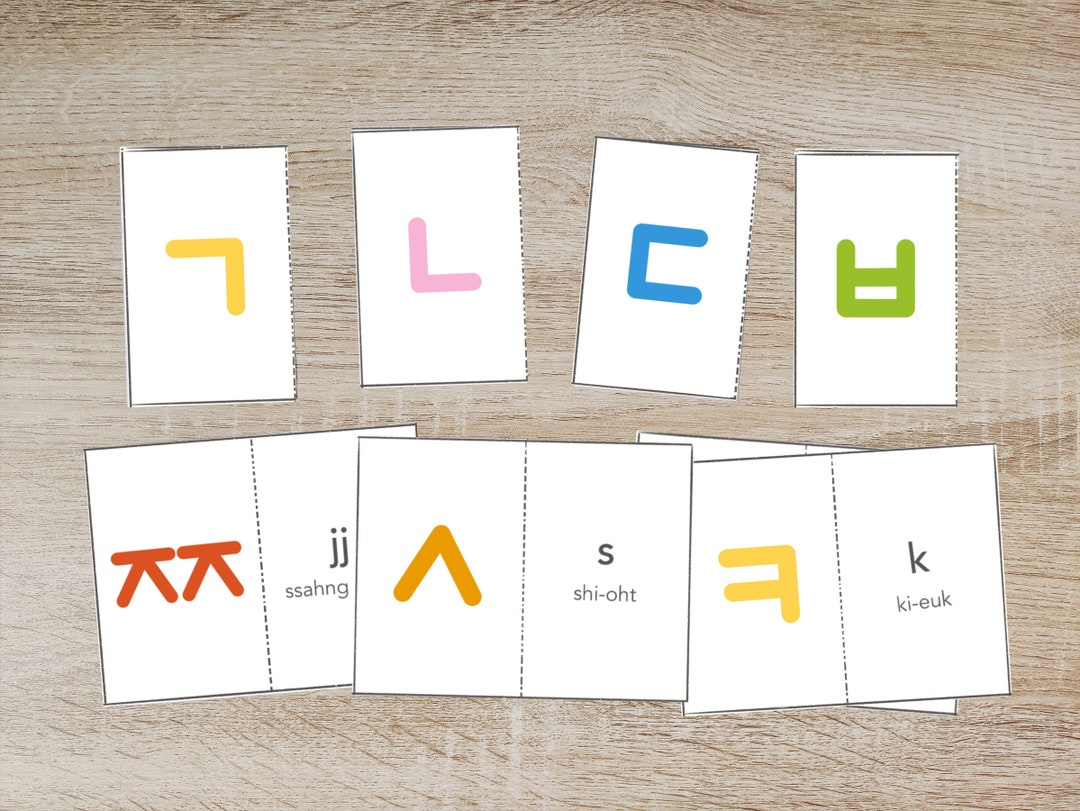 Printable Korean Hangul Alphabet Flashcards, Hangeul Consonants, Kids ...