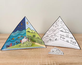 Adam and Eve, The Creation Story Triorama, 7 days of creation 3D printable activity for kids, Christian Homeschool, Sunday School PDF
