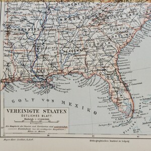 Vereinigte Staaten Ost - original antike Karte von 1902 (Land, Stadt, Provinz, Metropol, Staaten, Atlantik, Golf von Mexiko, Küste)