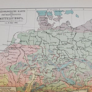 Phänologie Nordeuropa - original antike Karte von 1902 (Land, Stadt, Provinz, Deutschland, Finnland, Pflanzen, botanische, Saison, Blumen)