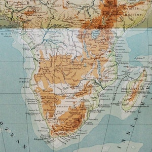 Afrika-Fluss- und Bergsysteme - original antike Karte von 1902 (Land, Stadt, Provinz, Metropolit, Nil, Niger, Sahara, Kongo)