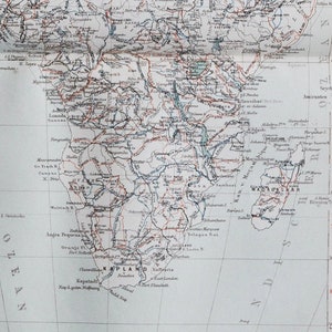 Europäische Exploration / Kolonialismus in Afrika - original antike Landkarte von 1902 (Landstadt Regionen Geografie Sudan Kapland Sahara Germany)