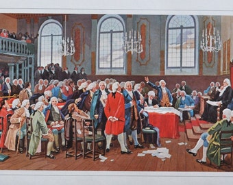 First Parliament of Lower Canada - Original History Print from 1967 (Confederation 1867, Charles Huot, Constitutional Act, Lord Dorchester)
