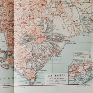 Marseille - original antike Karte von 1902 (Land, Stadt, Marseille, Frankreich, Mittelmeer, Rhone, Massalia, Hafen, Hafen, Endoume)