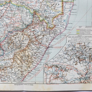 Südafrika - German Colonial Military Events - original antike Landkarte von 1902 (Landstadt Regionen Geografie Boer War Ladysmith Cronje)