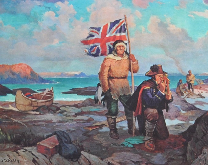 Captain John Franklin - Original History Print from 1967 (Canada, Royal Navy, arctic explorer, Coppermine River, Mackenzie, Great Bear Lake)